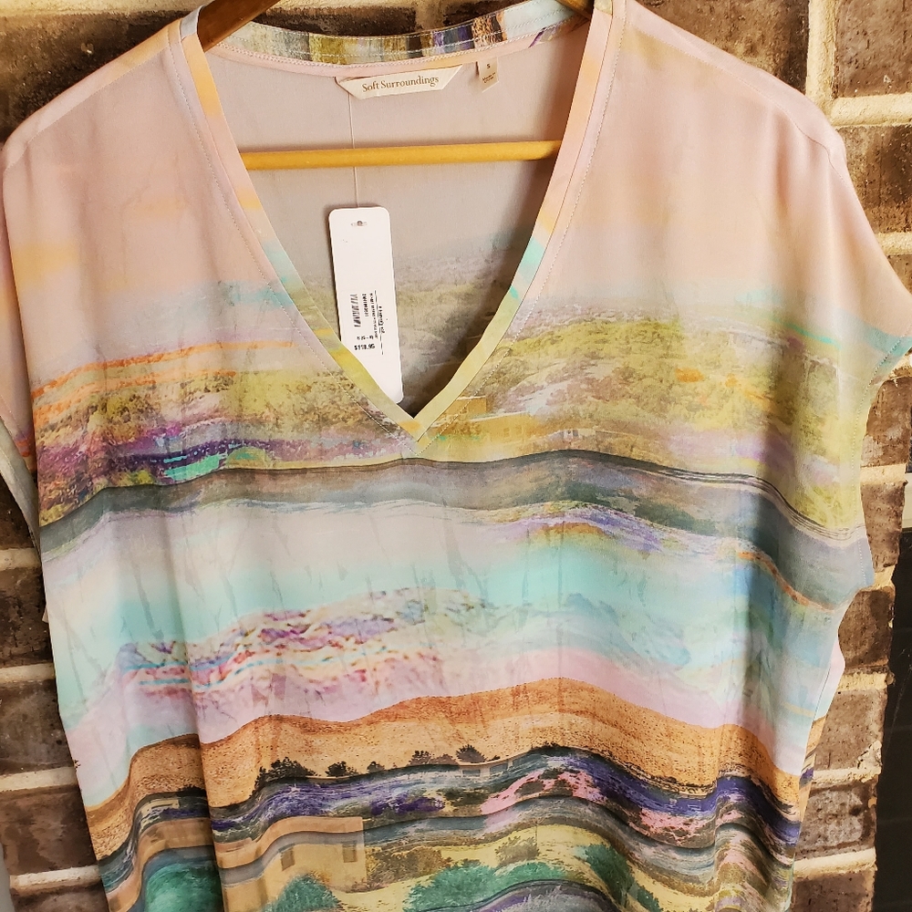 NWT Soft Surroundings Sunset Serendipity Silk Tunic S